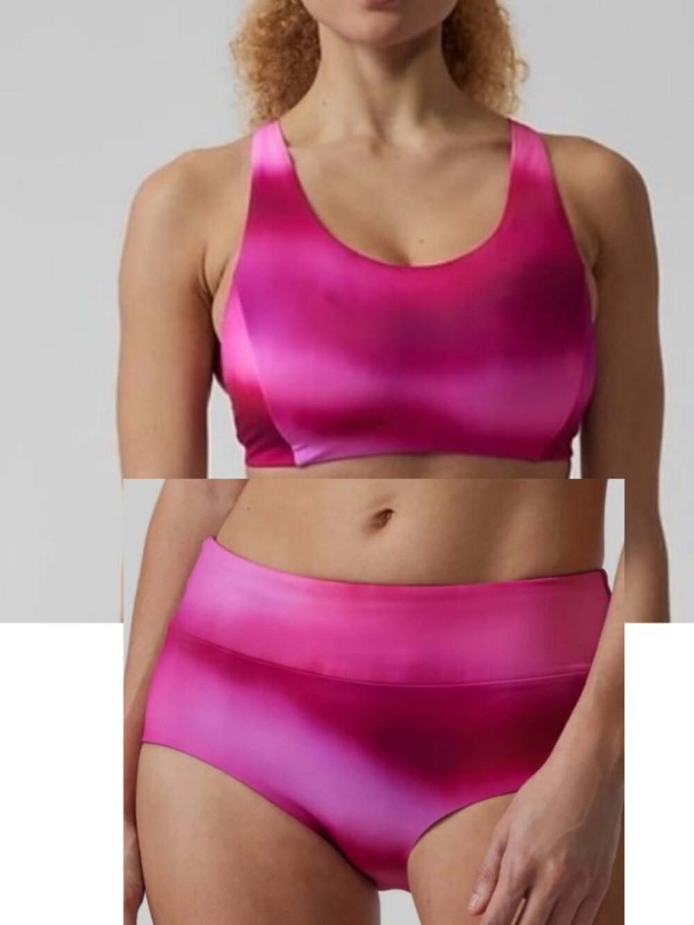 Athleta Women's Malibu Boyshort Swim Bikini Set in Surf Blur Fuchsia Size Medium